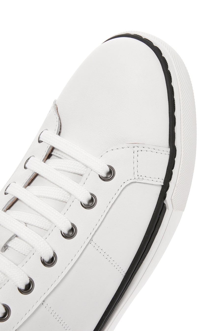 Erkek Beyaz Bağcıklı Deri Sneaker