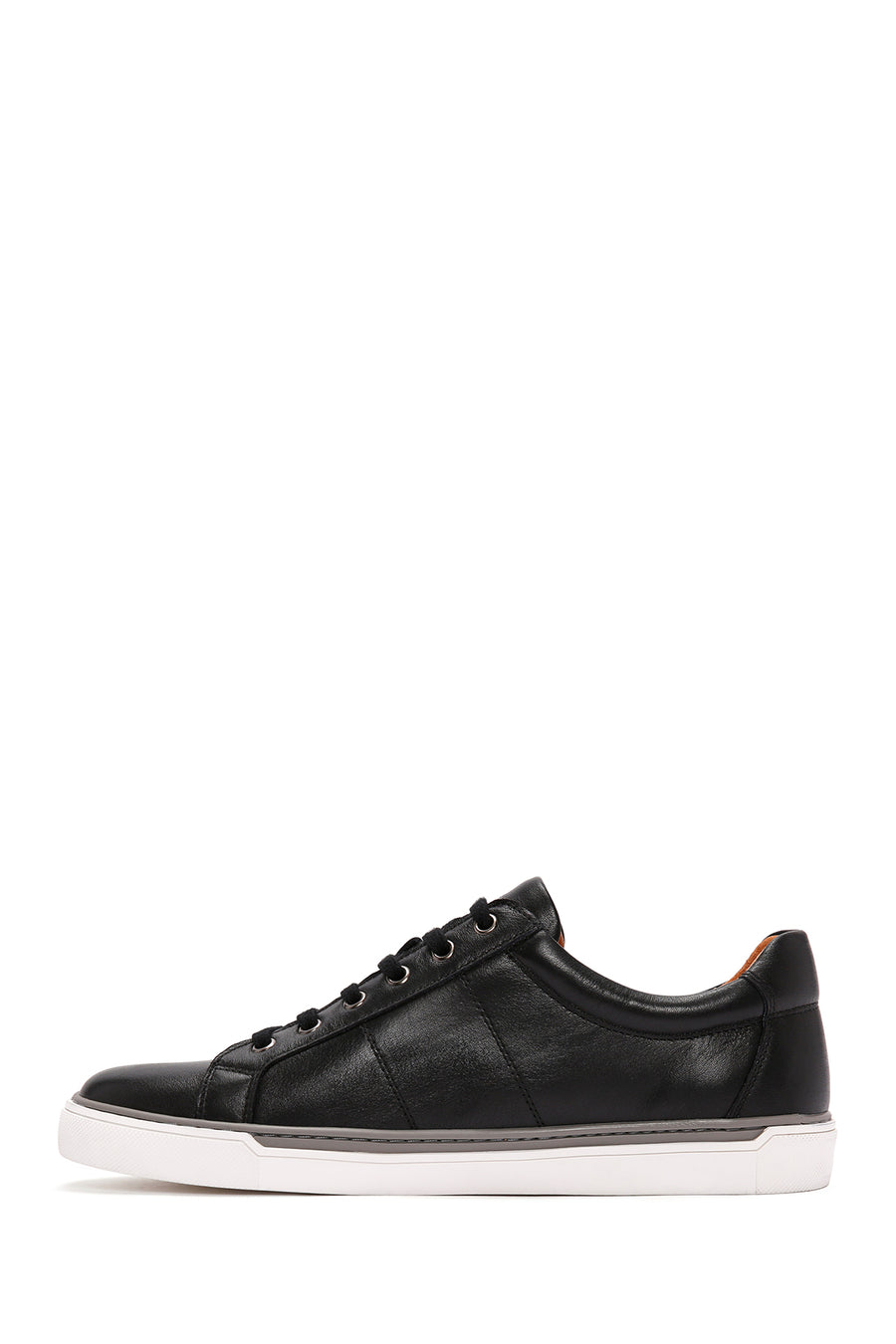 Erkek Siyah Bağcıklı Deri Sneaker