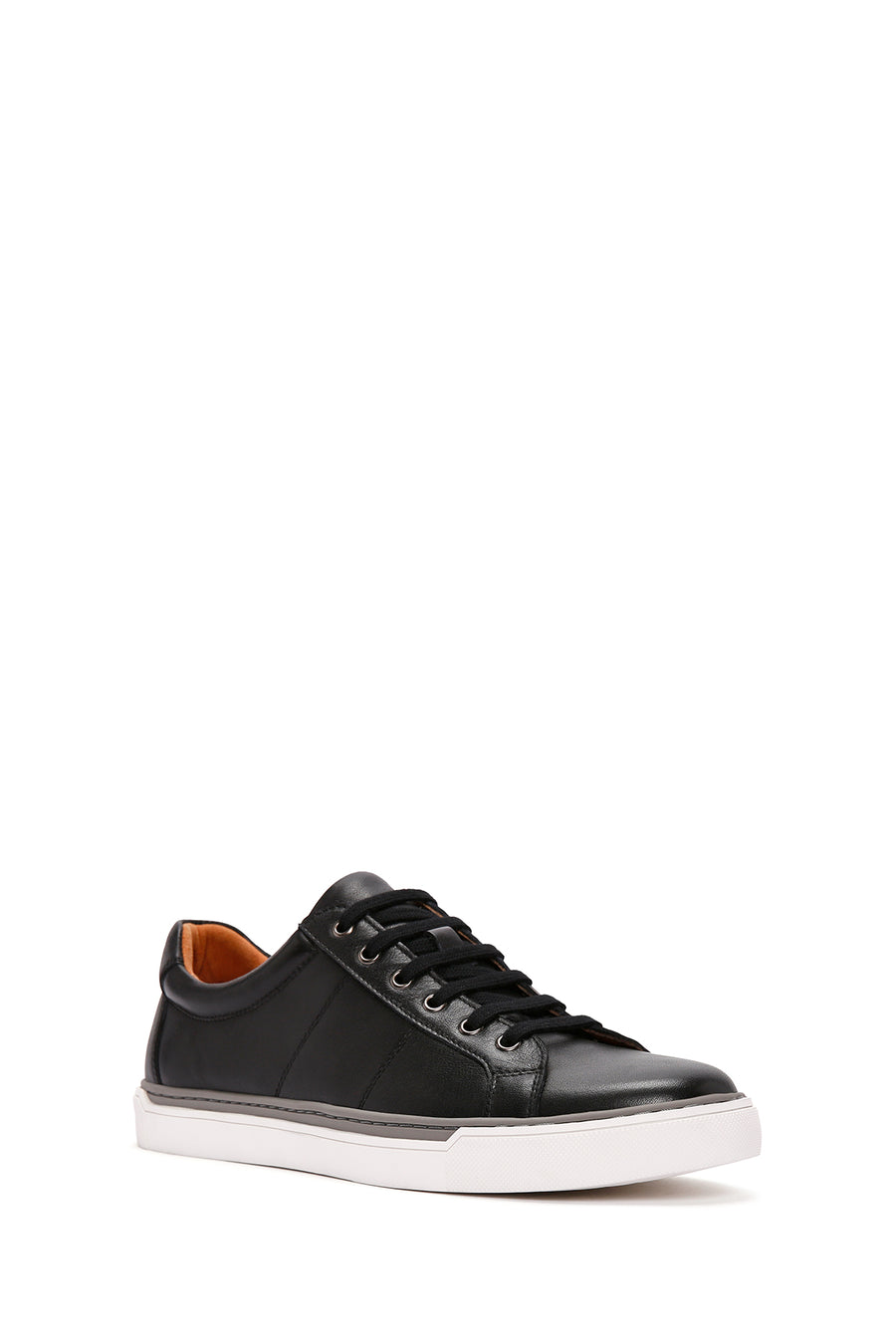 Erkek Siyah Bağcıklı Deri Sneaker