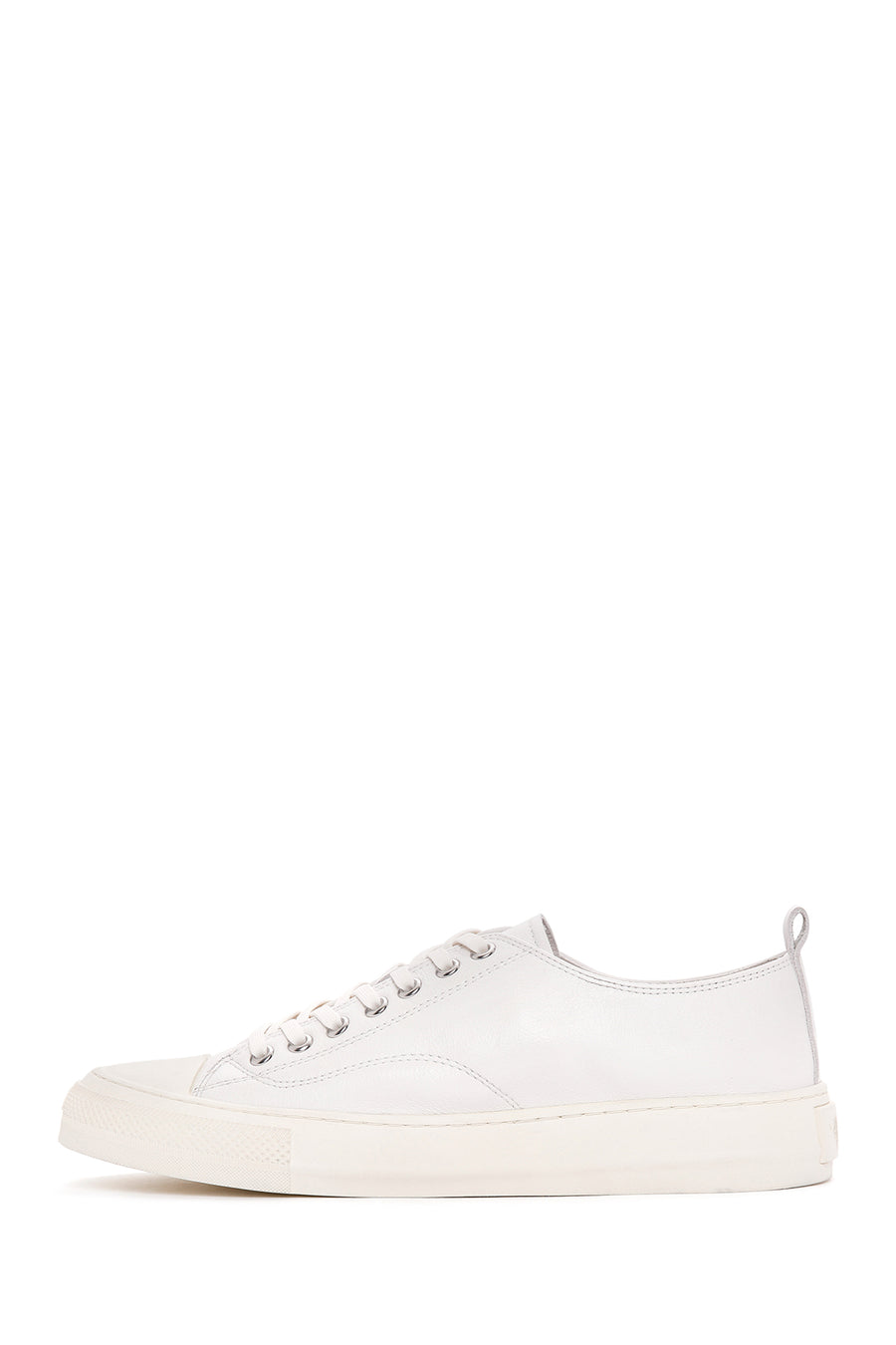Erkek Beyaz Bağcıklı Deri Sneaker