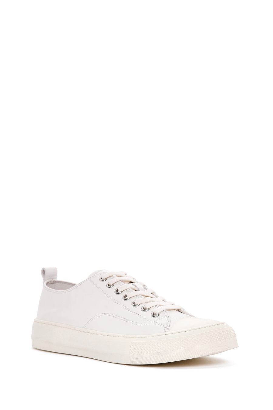 Erkek Beyaz Bağcıklı Deri Sneaker
