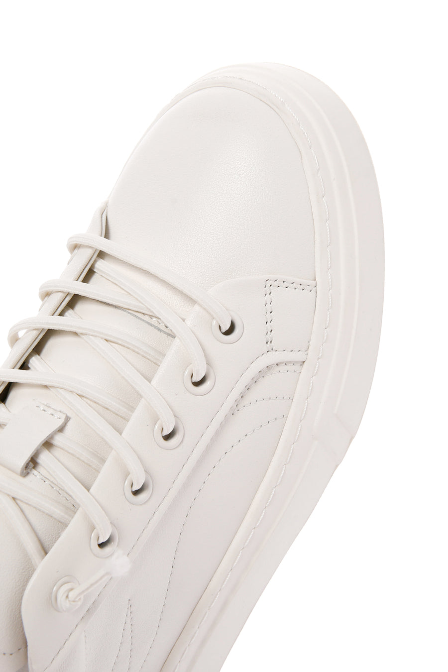 Erkek Beyaz Bağcıklı Deri Sneaker