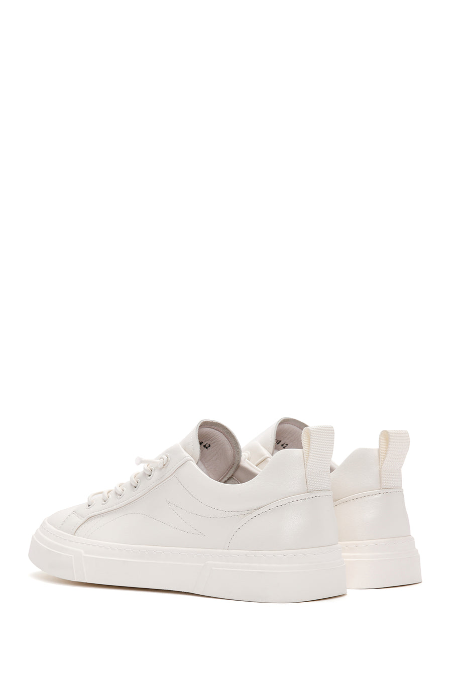 Erkek Beyaz Bağcıklı Deri Sneaker