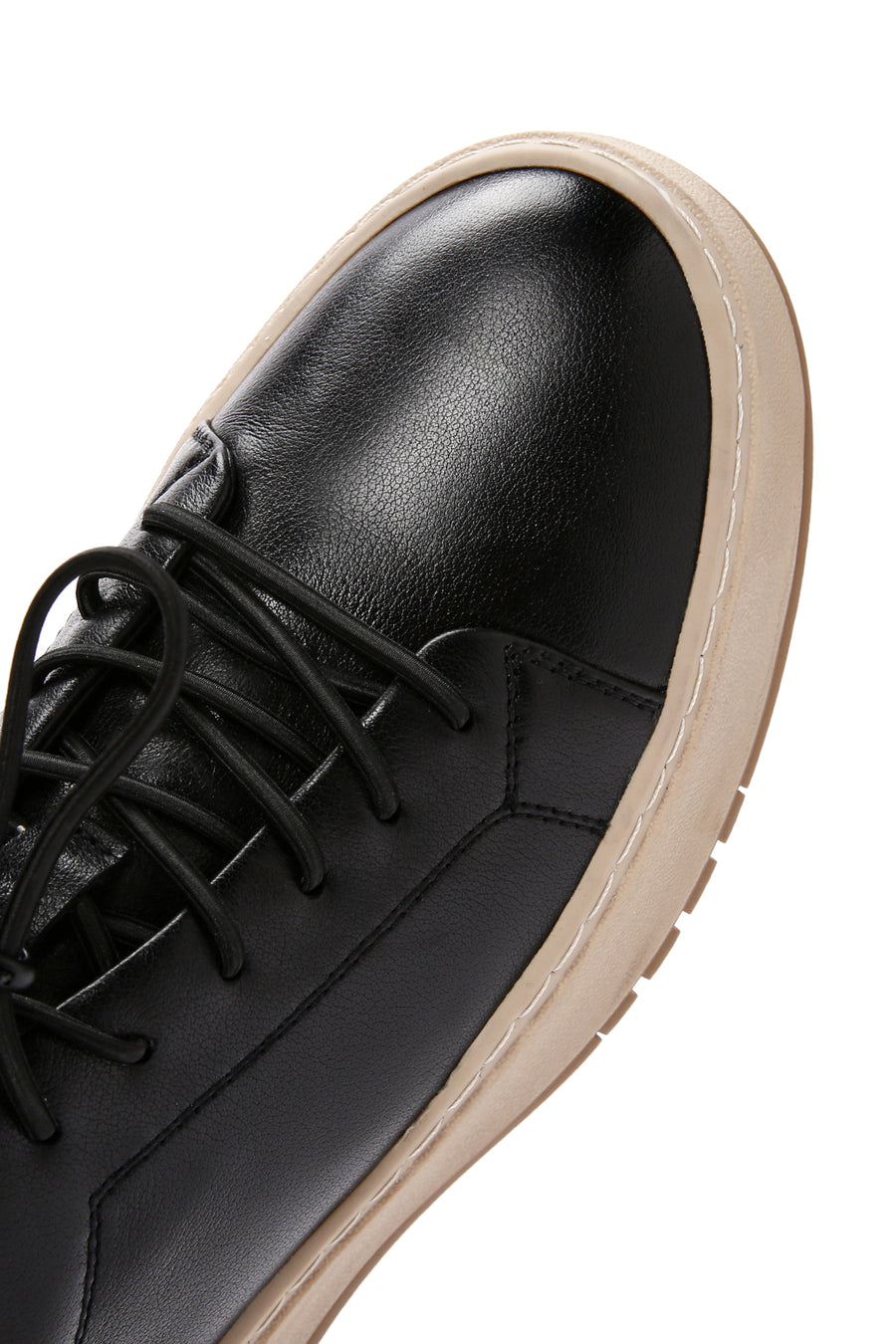 Erkek Siyah Bağcıklı Deri Sneaker