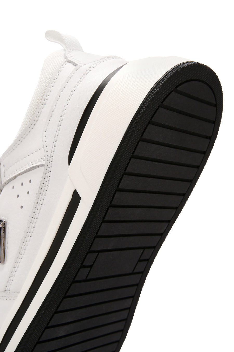 Erkek Beyaz Bağcıklı Kalın Tabanlı Deri Sneaker