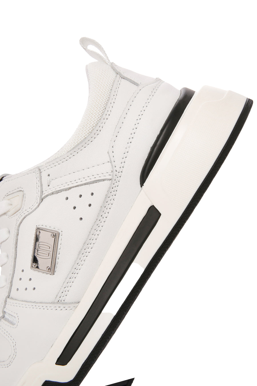 Erkek Beyaz Bağcıklı Kalın Tabanlı Deri Sneaker
