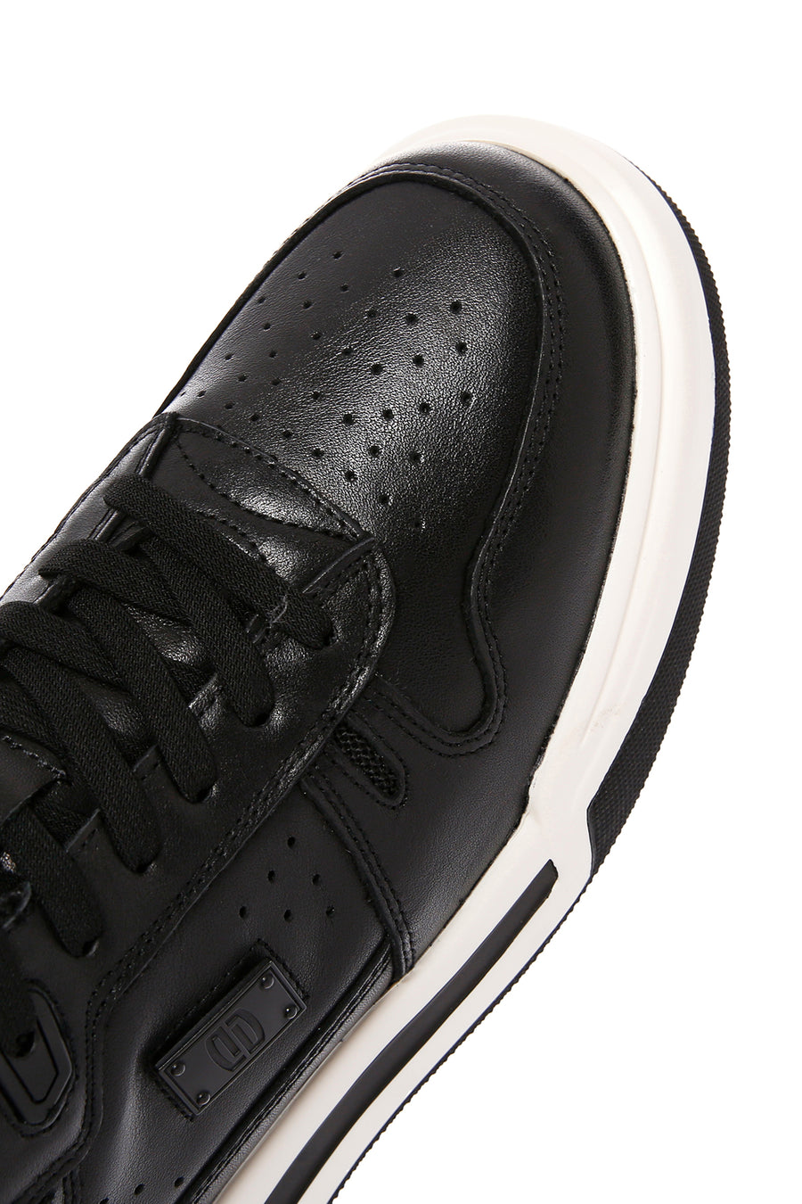 Erkek Siyah Bağcıklı Kalın Tabanlı Deri Sneaker