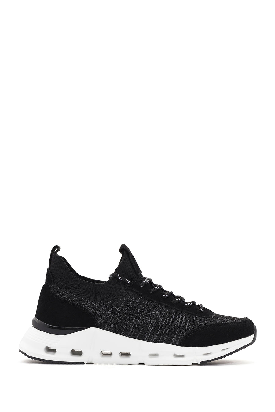 Derimod Zero Erkek Siyah Kalın Tabanlı Bağcıklı Kumaş Sneaker 24SFD69346F | Derimod