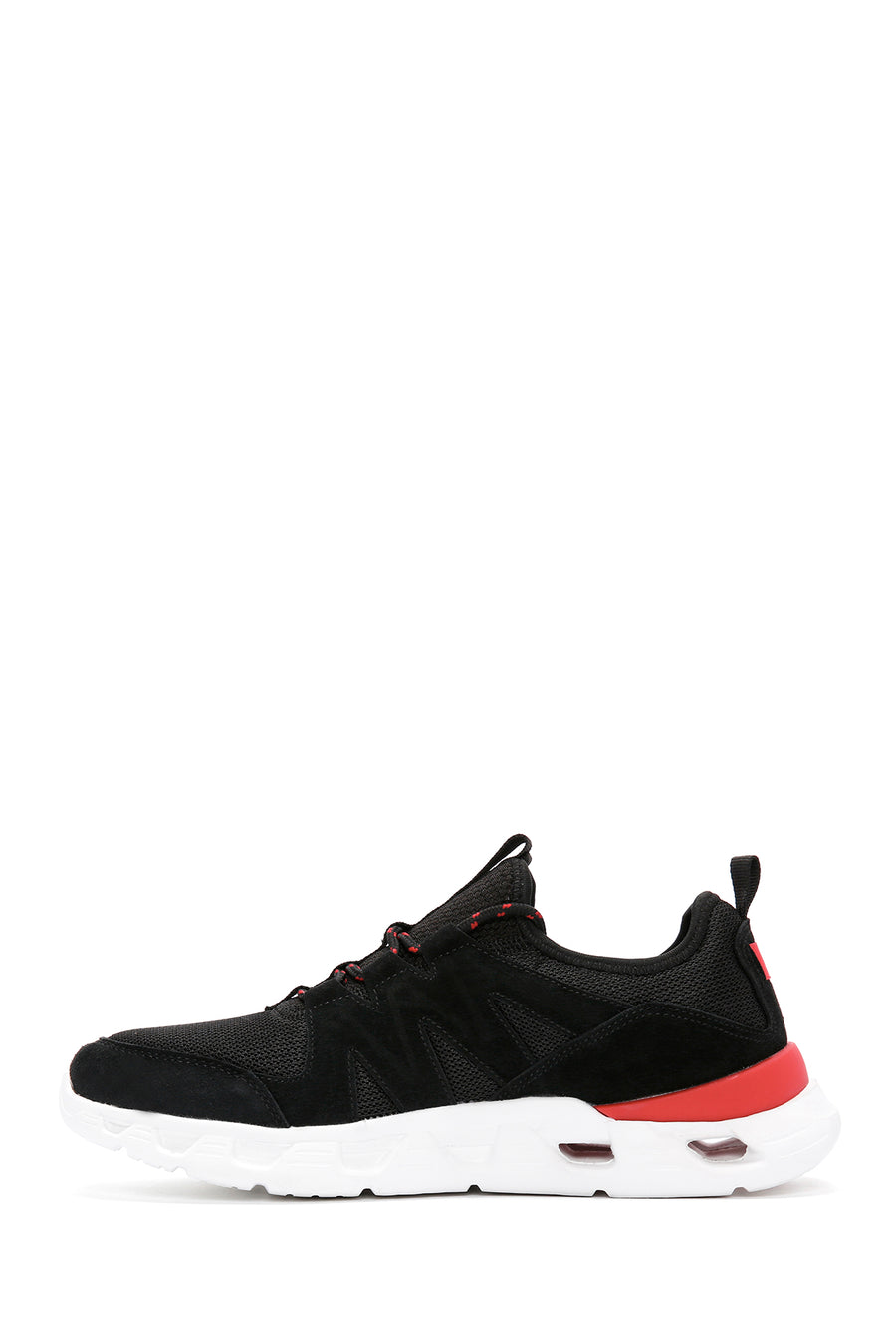 Erkek Siyah Bağcıklı Kalın Tabanlı Deri Sneaker