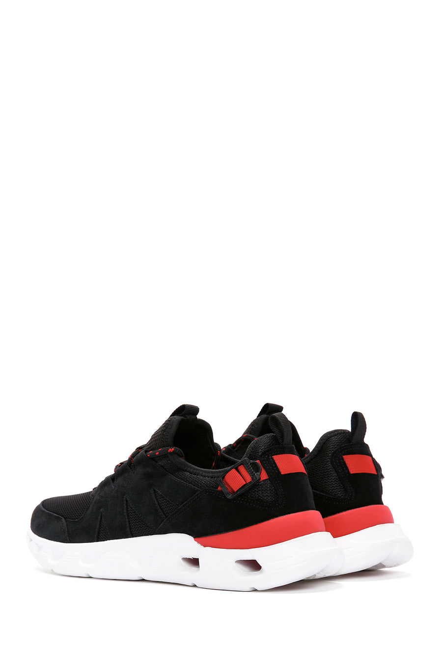 Erkek Siyah Bağcıklı Kalın Tabanlı Deri Sneaker