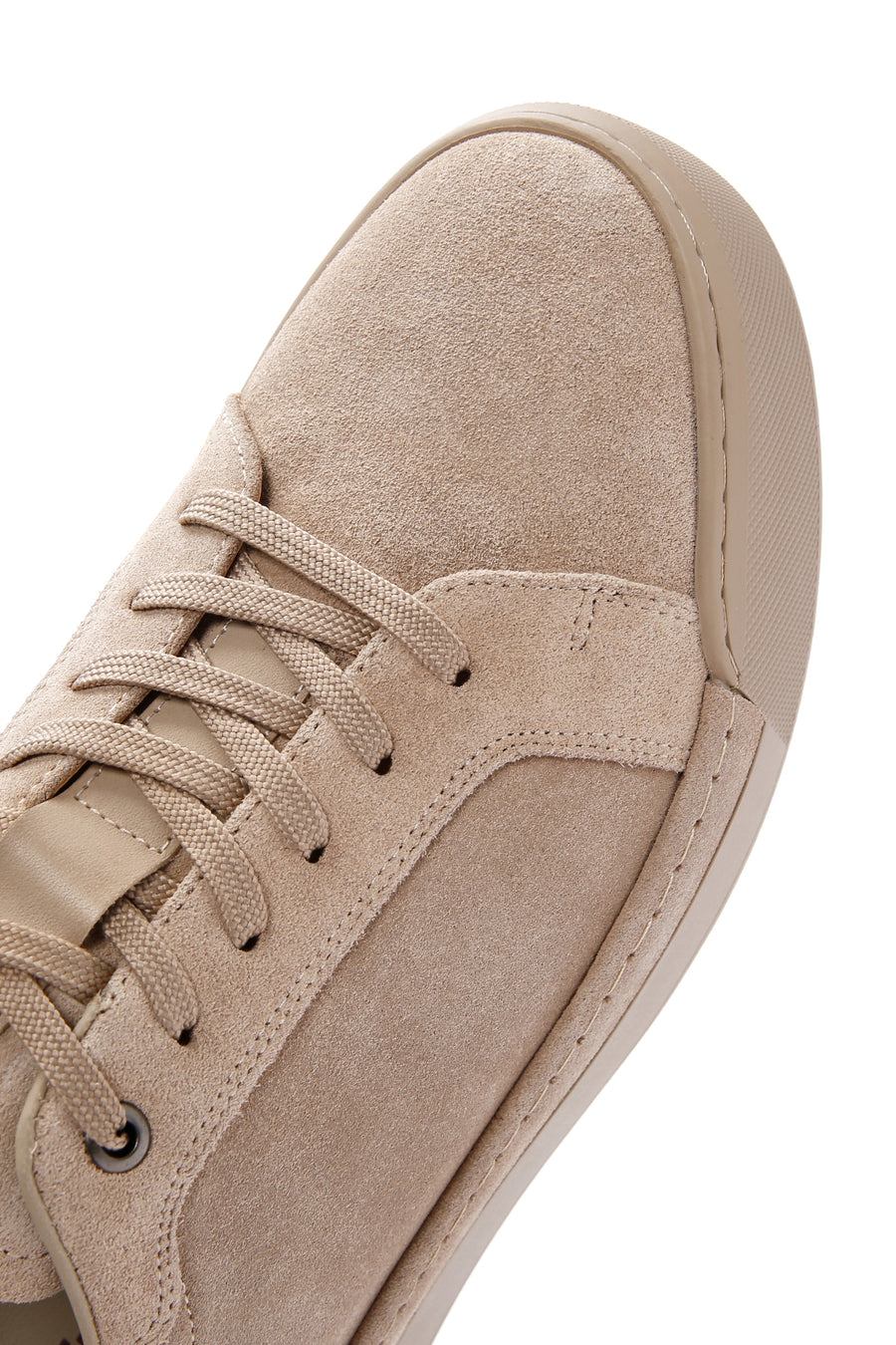 Erkek Bej Bağcıklı Deri Sneaker
