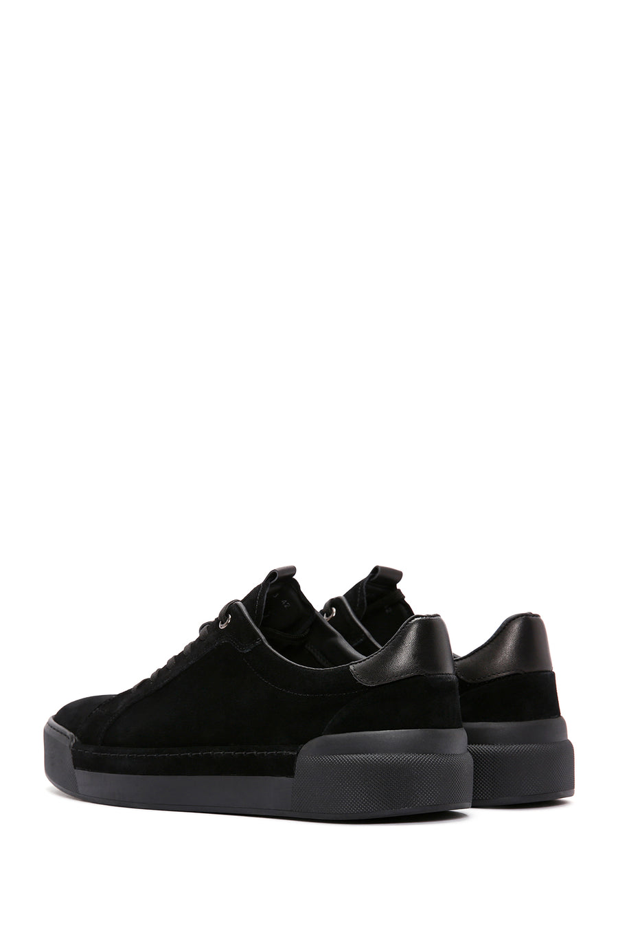 Erkek Siyah Bağcıklı Deri Sneaker