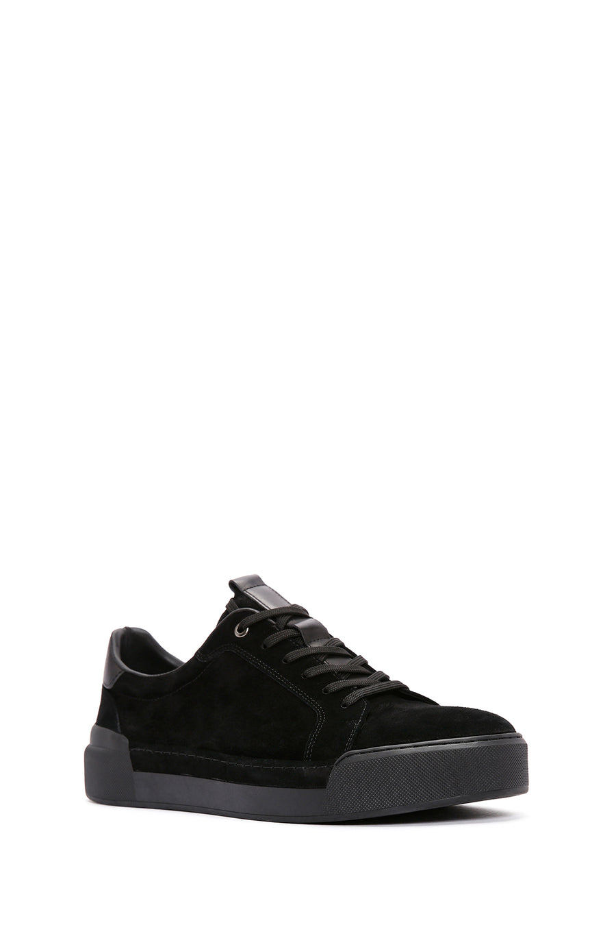 Erkek Siyah Bağcıklı Deri Sneaker