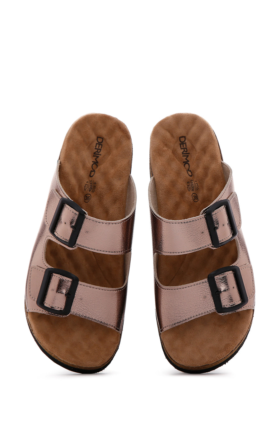 Women's Gray Buckle Comfort Slippers