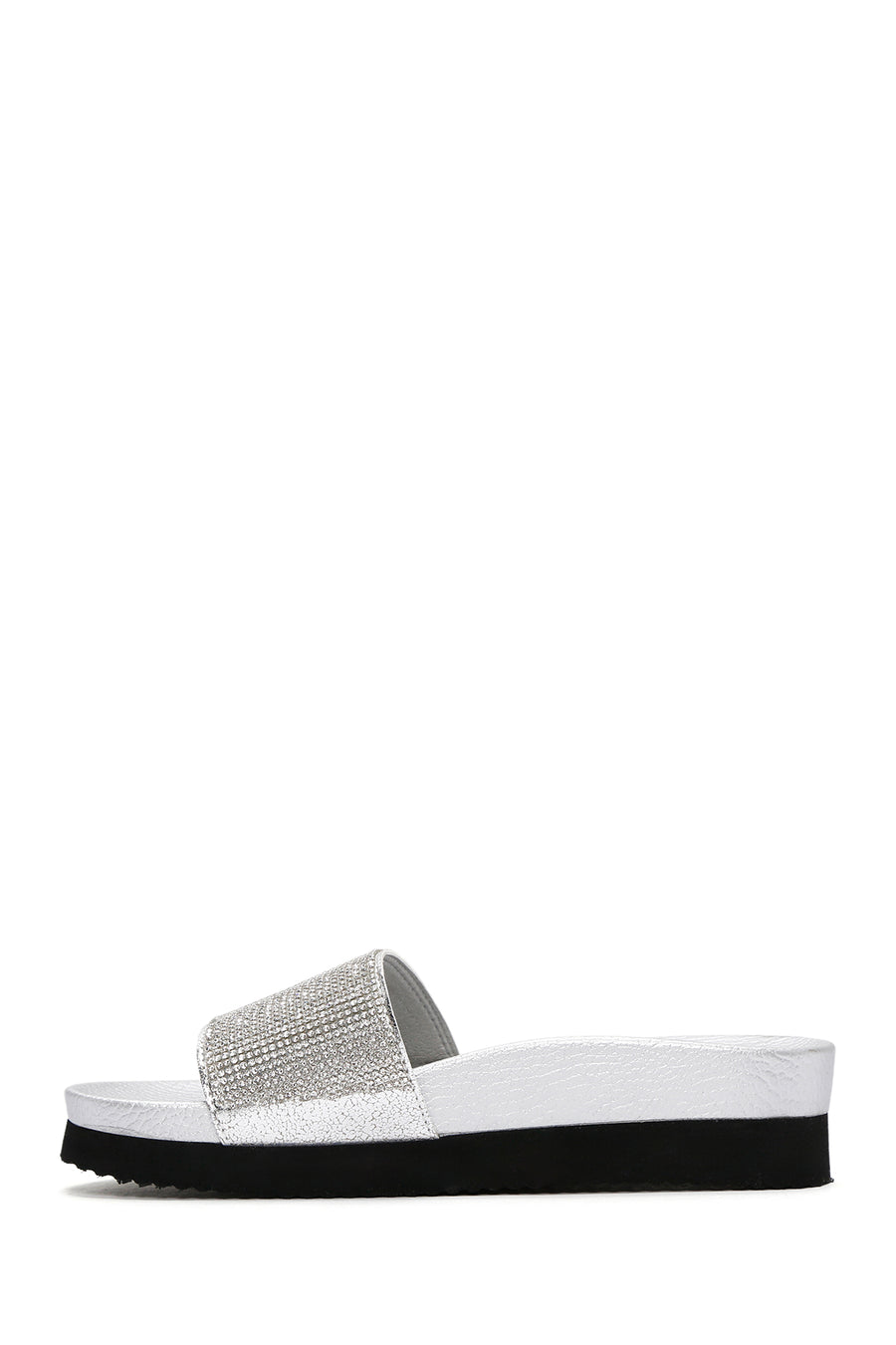 Women's Silver Thick Soled Stone Slippers
