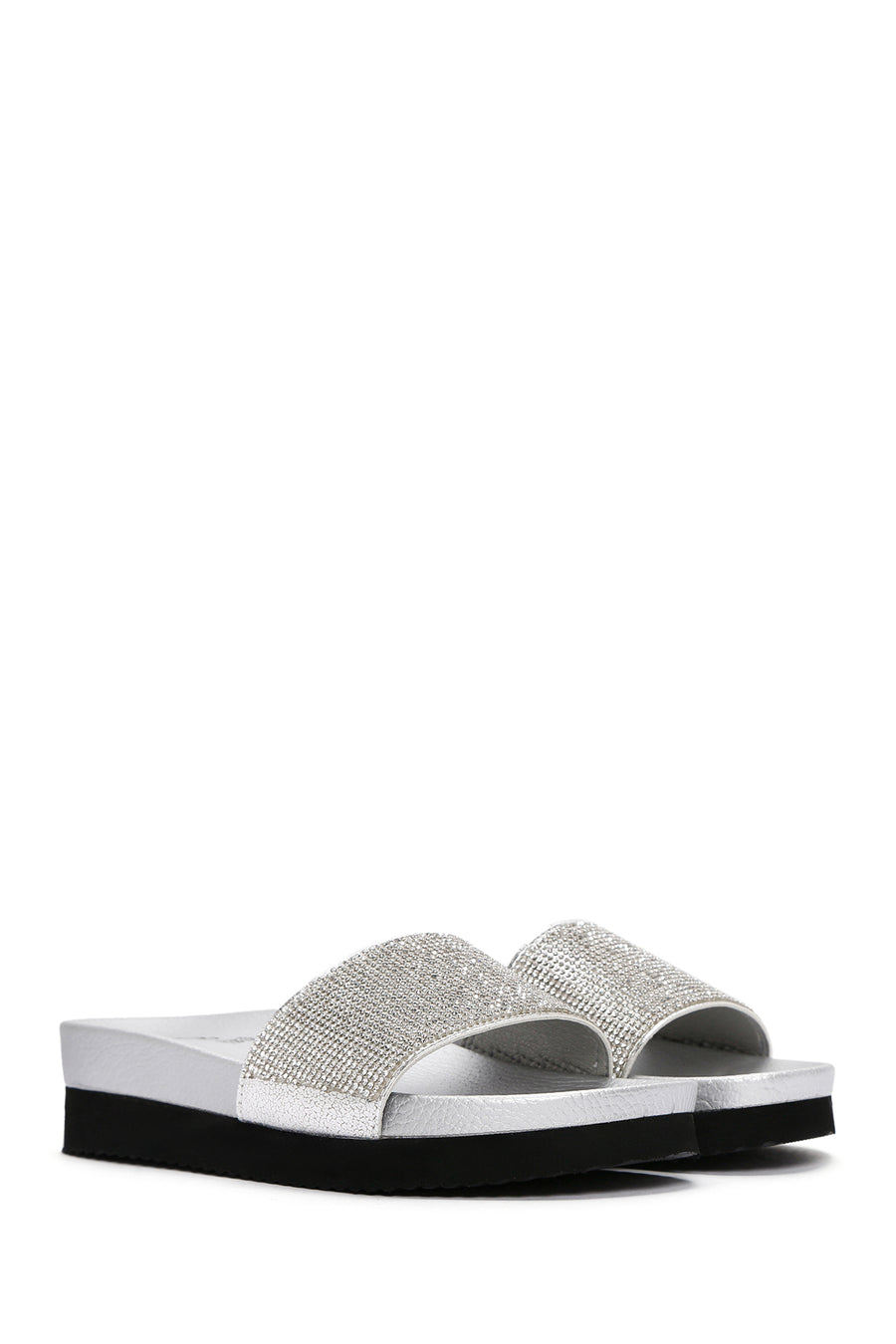 Women's Silver Thick Soled Stone Slippers