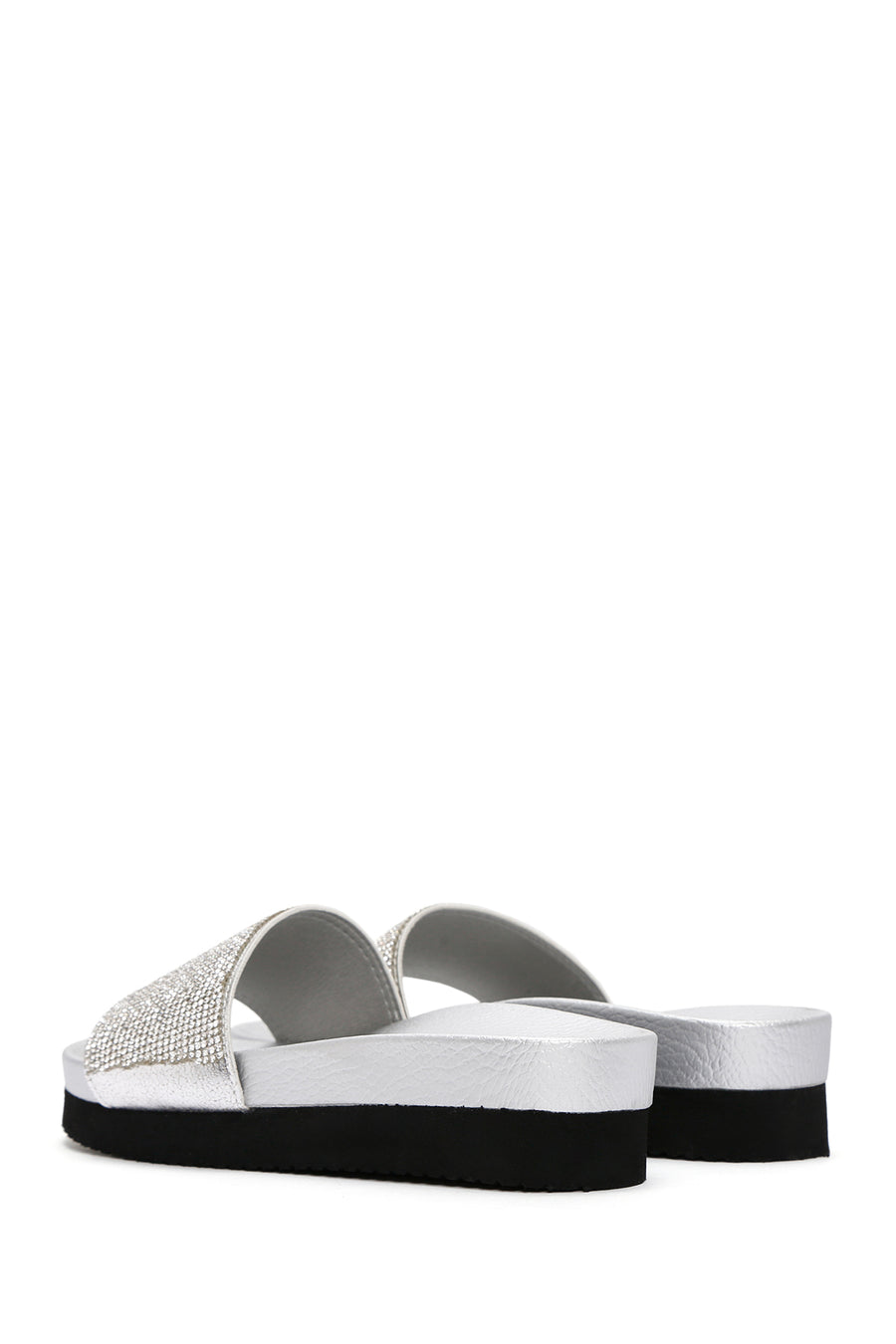 Women's Silver Thick Soled Stone Slippers