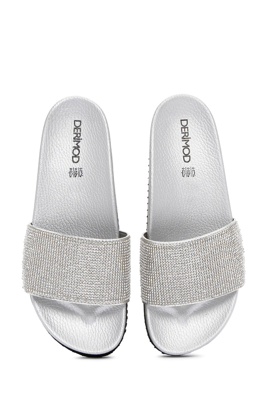 Women's Silver Thick Soled Stone Slippers