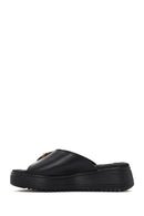 Women Black Thick Sole Buckle Detail Comfort Slippers | Derimod