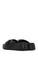 Women Black Thick Sole Buckle Detail Comfort Slippers | Derimod