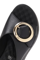 Women Black Thick Sole Buckle Detail Comfort Slippers | Derimod