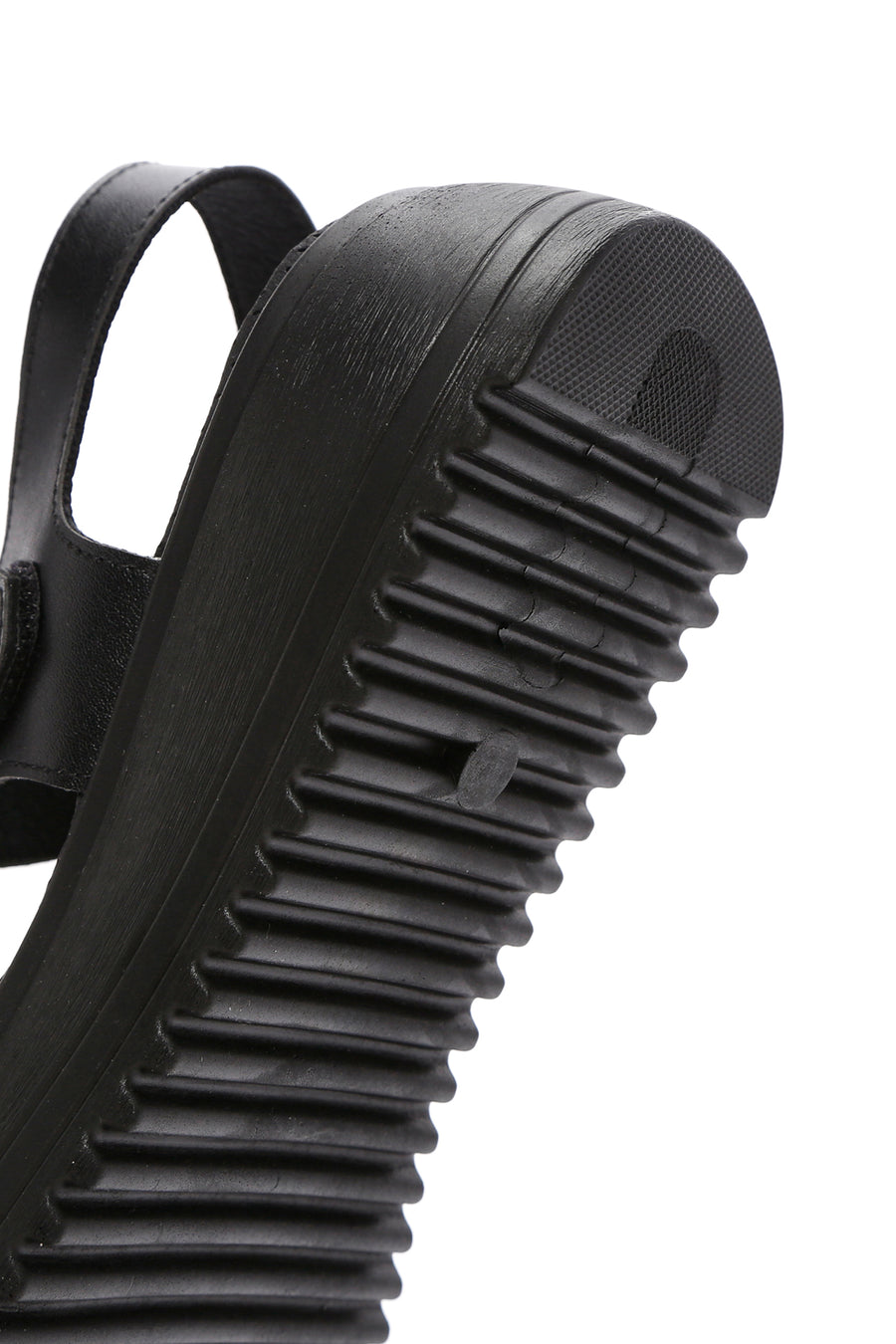 Women's Black Thick Sole Comfort Sandals with Ankle Strap