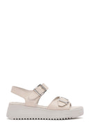 Women's Cream Thick-Soled Comfort Sandals with Ankle Strap | Derimod