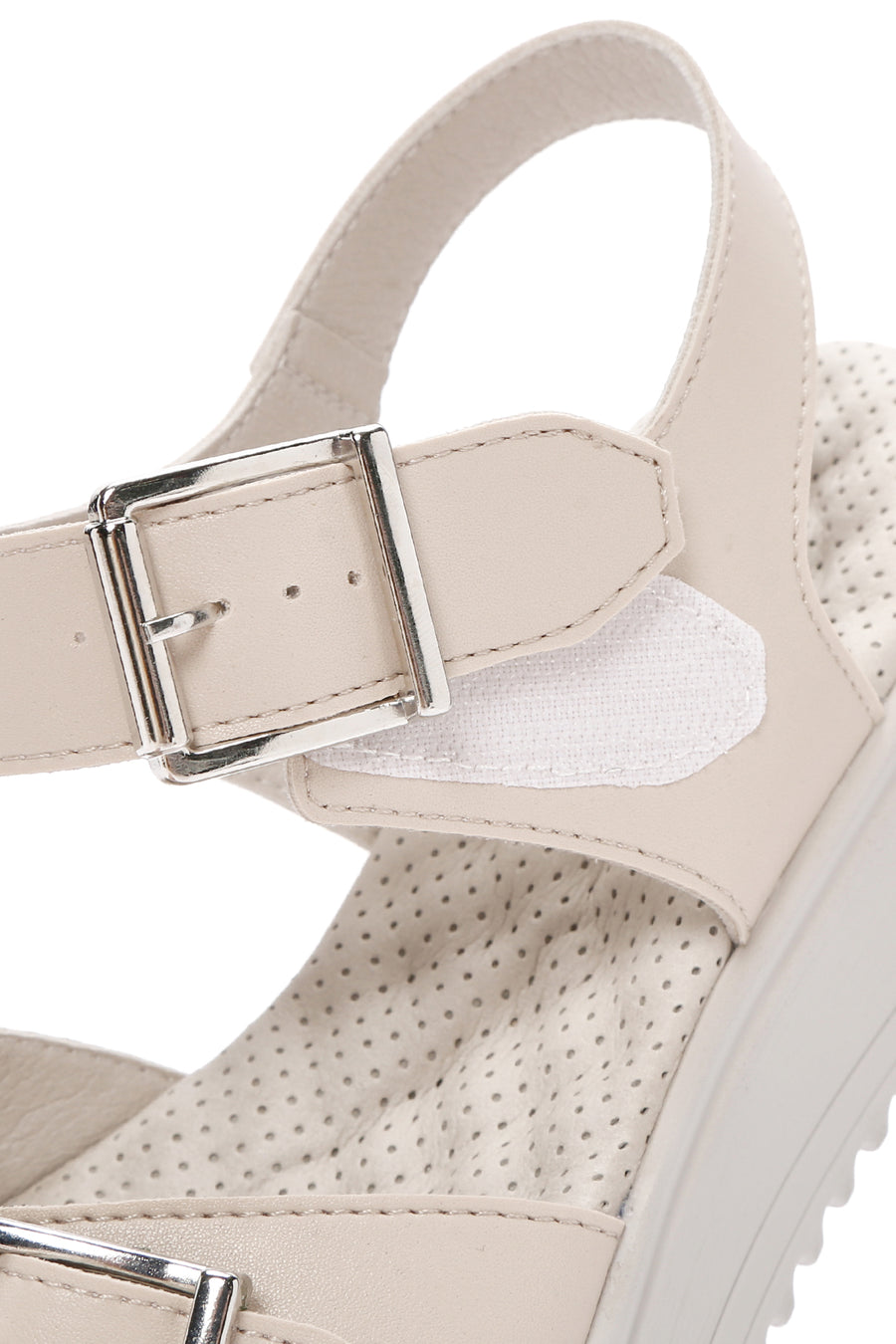 Women's Cream Thick-Soled Comfort Sandals with Ankle Strap