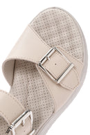 Women's Cream Thick-Soled Comfort Sandals with Ankle Strap | Derimod