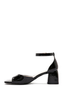 Women's Black Ankle Strap Heeled Patent Leather Shoes | Derimod