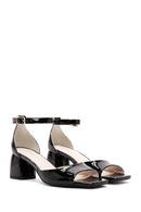 Women's Black Ankle Strap Heeled Patent Leather Shoes | Derimod