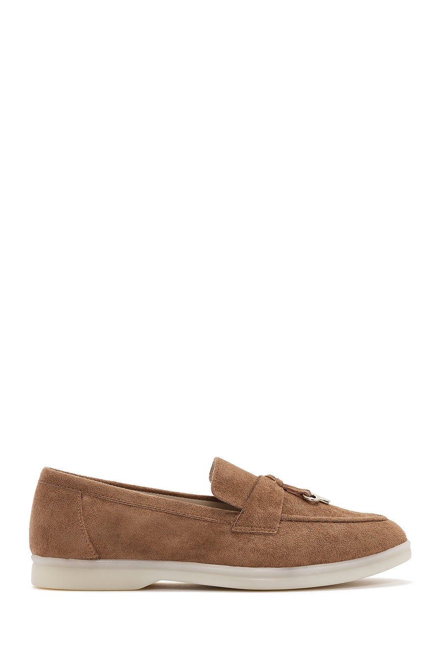 Women's Tan Tassel Suede Masculine Loafer 24SFE402710 | Derimod