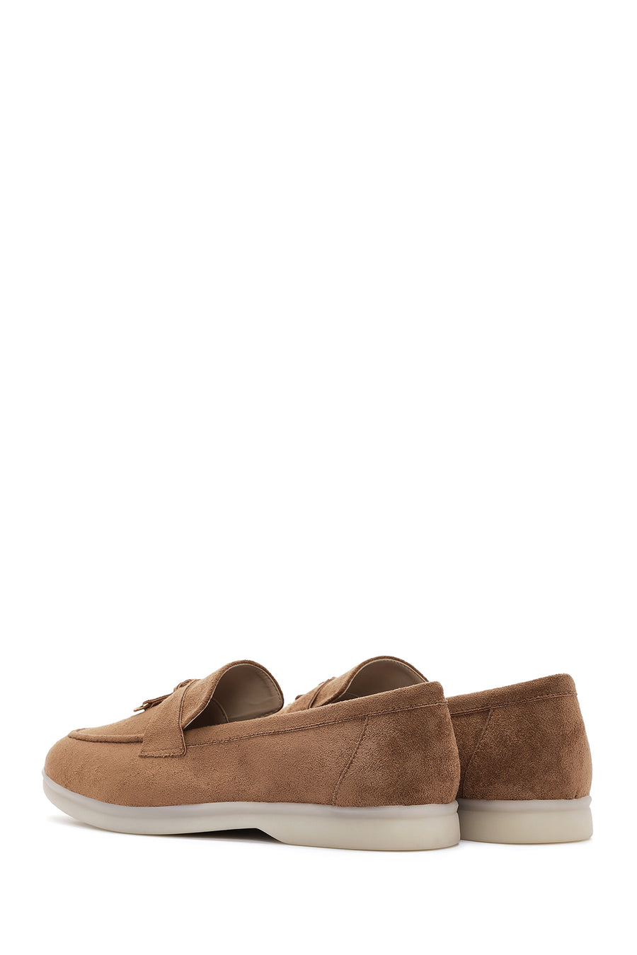 Women's Tan Tassel Suede Masculine Loafer