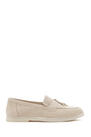 Women's Beige Tassel Suede Masculine Loafer | Derimod