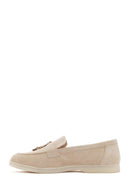 Women's Beige Tassel Suede Masculine Loafer | Derimod