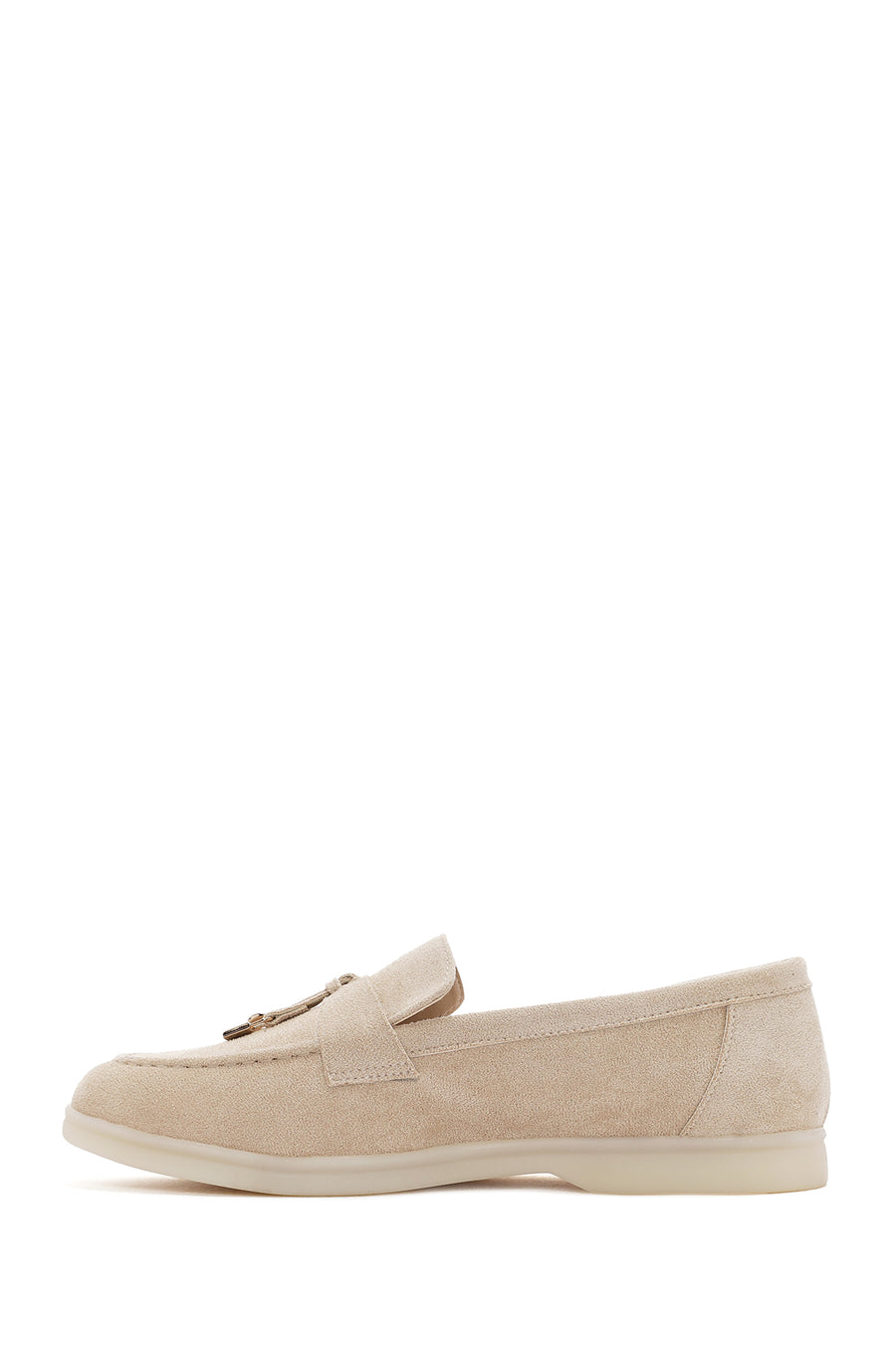 Women's Beige Tassel Suede Masculine Loafer