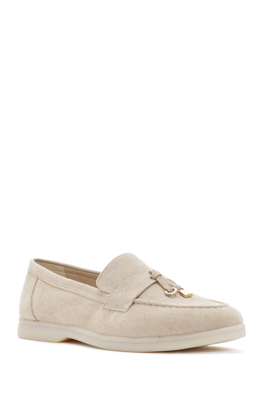 Women's Beige Tassel Suede Masculine Loafer
