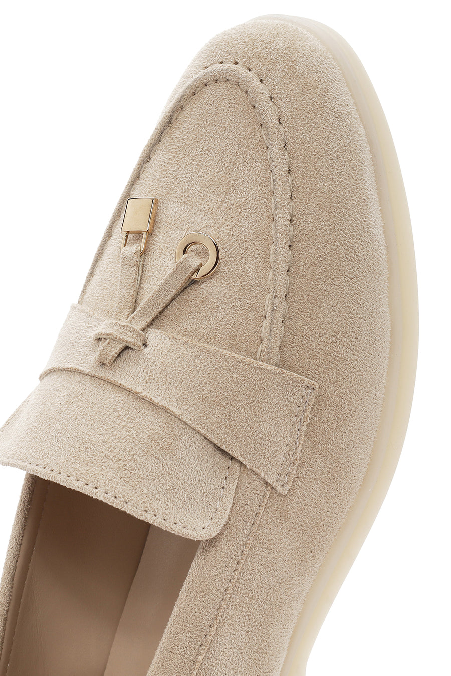 Women's Beige Tassel Suede Masculine Loafer
