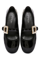 Women's Black Stoned Patent Leather Ballerinas | Derimod