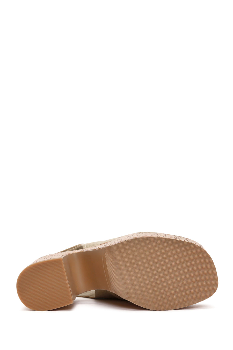 Women's Beige Ankle Strap Platform Heeled Suede Sandals