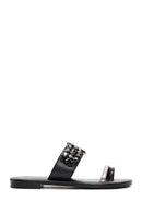 Women's Black Stone Flip Flops | Derimod