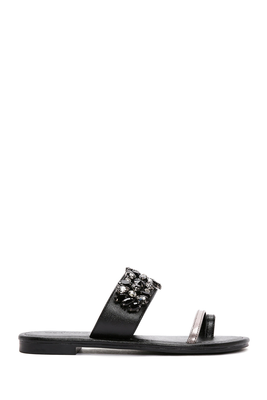 Women's Black Stone Flip Flops 24SFE450014 | Derimod