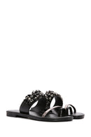 Women's Black Stone Flip Flops | Derimod