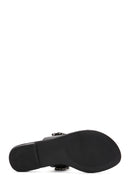 Women's Black Stone Flip Flops | Derimod