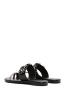 Women's Black Stone Flip Flops | Derimod