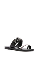 Women's Black Stone Flip Flops | Derimod