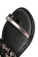 Women's Black Stone Flip Flops | Derimod
