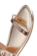 Women's Gold Stone Flip Flops | Derimod