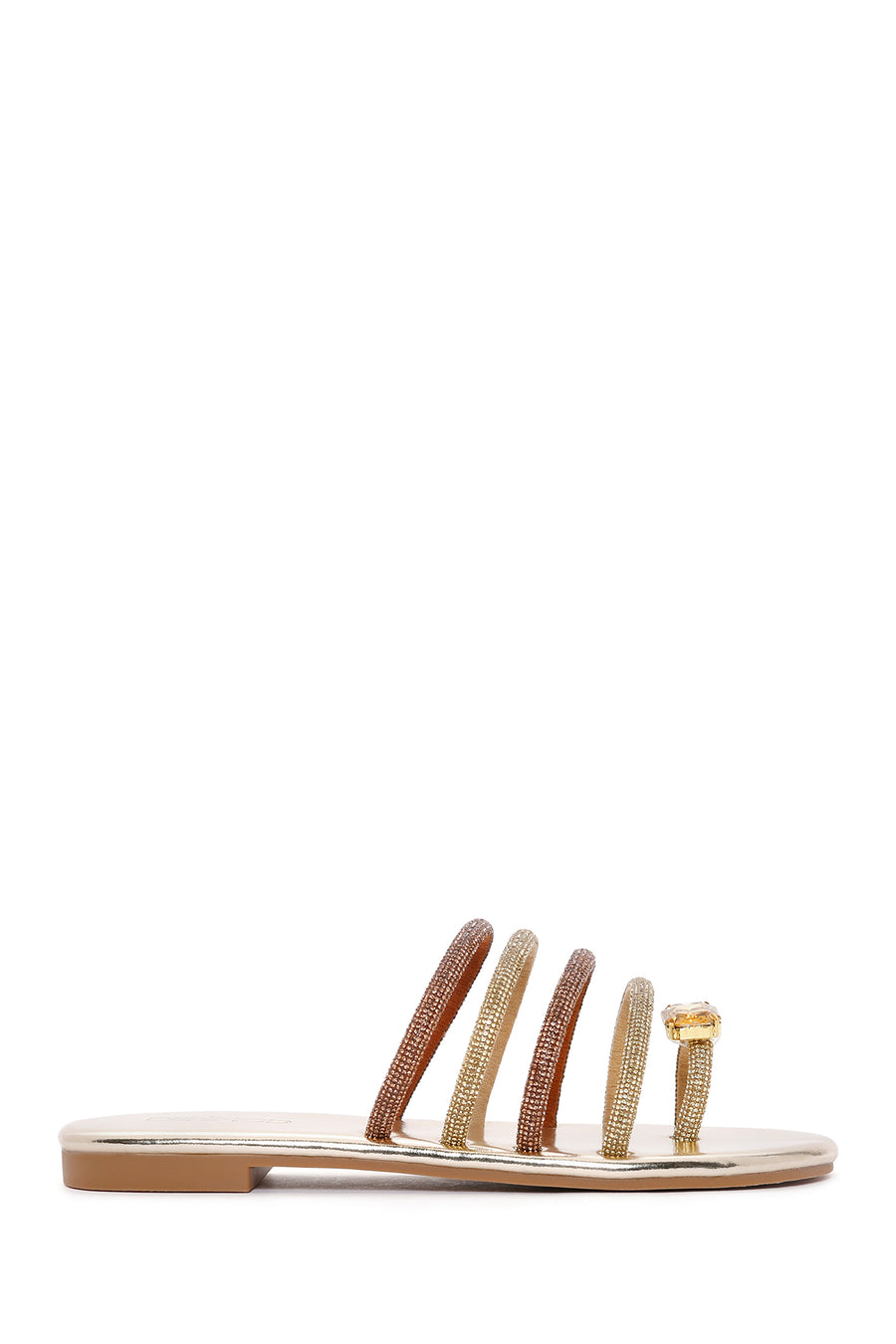Women's Gold Stone Flip Flops 24SFE4513TS | Derimod