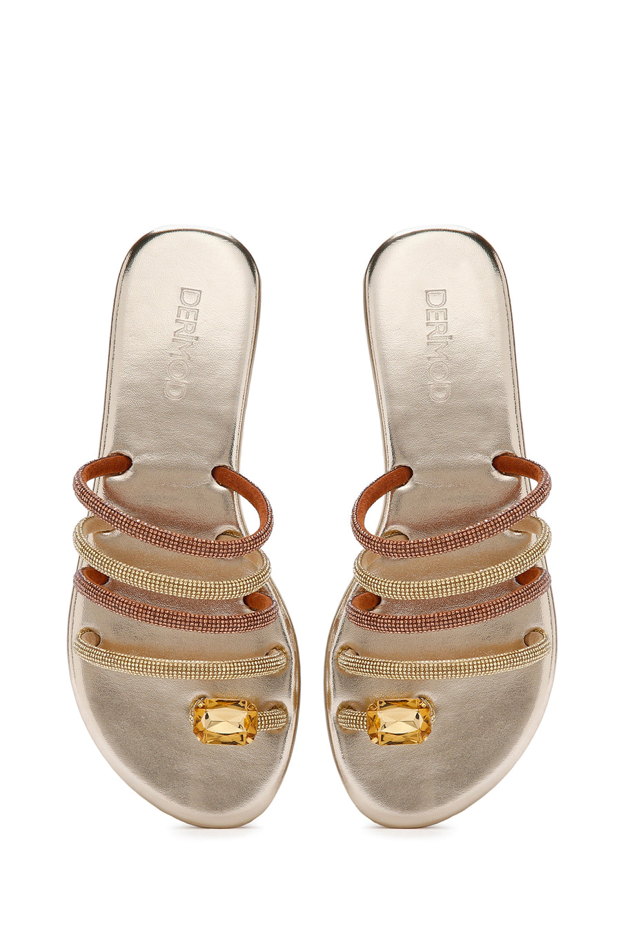 Women's Gold Stone Flip Flops